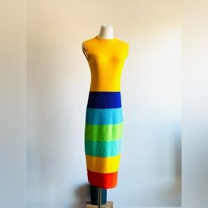 Rare vintage St. John Knits vibrant color block sleeveless "Santana" knit dress
